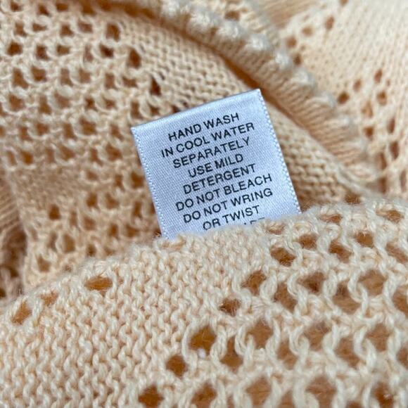 Christopher & Banks Size Large Butter Yellow Crochet Star Cardigan Preppy Shrug - Picture 7 of 9